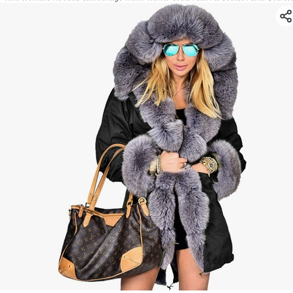 Jackets & Blazers - Parka faux fur, size S, black & purple
